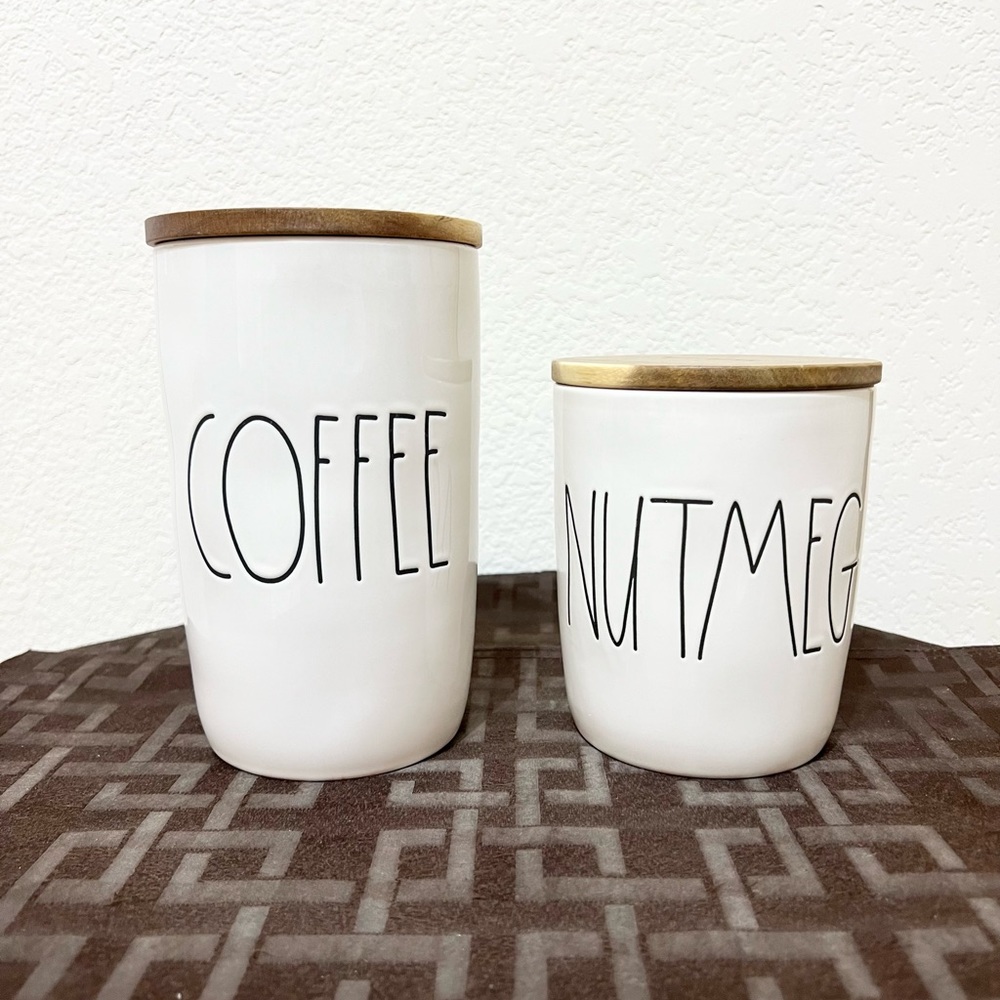 Rae Dunn cellar set COFFEE cellar and NUTMEG cellar